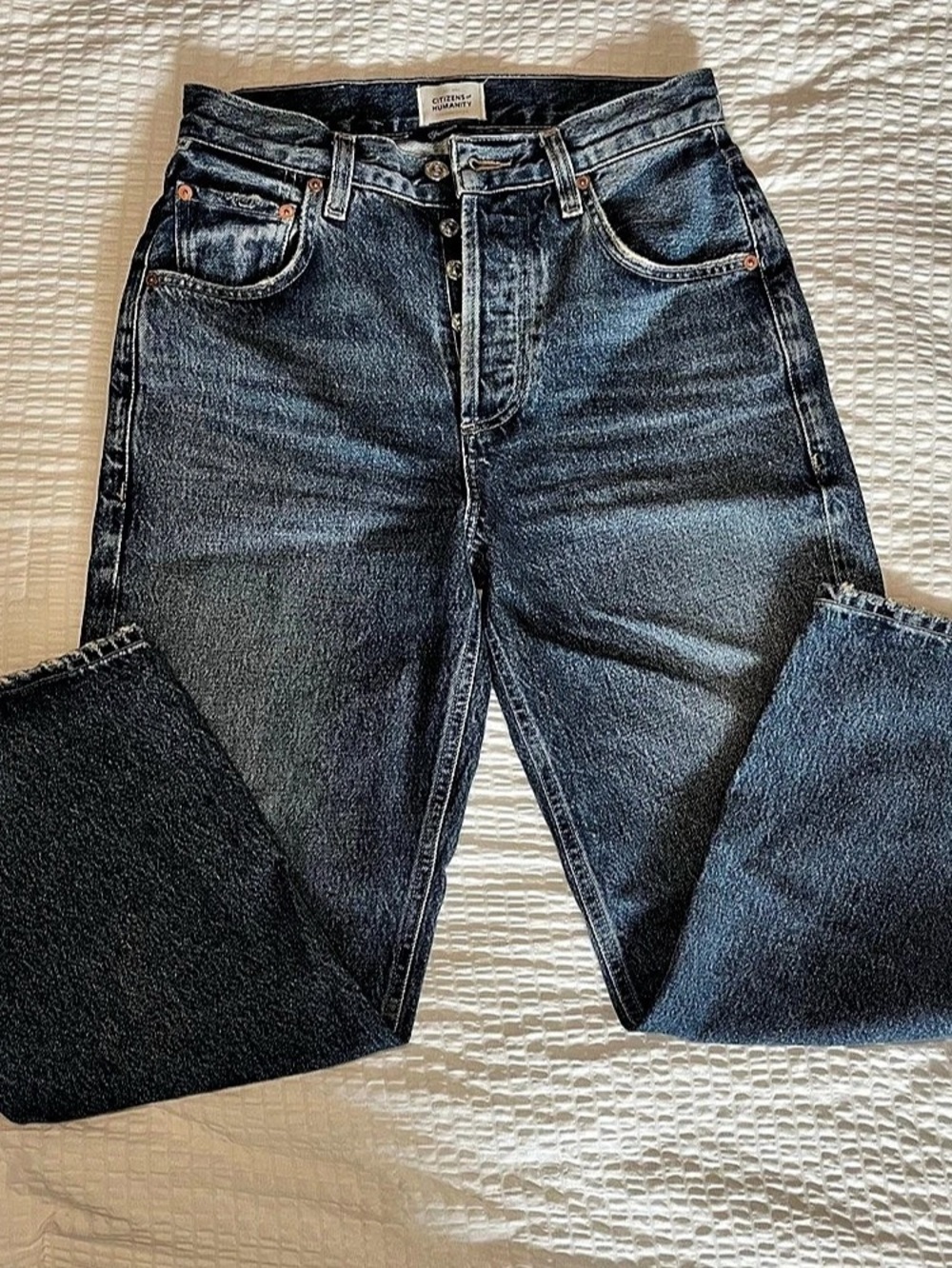 Citizens of Humanity Dahlia Button Fly Jean Straight, Bow Baby Roll, Barrel Leg